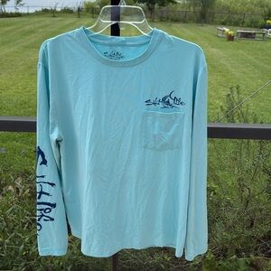 Salt Life Live Salty aqua Long Sleeve UVAPOR T-shirt Size medium nwot